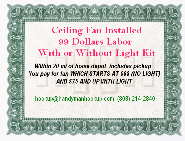 Ceiling fan installation special